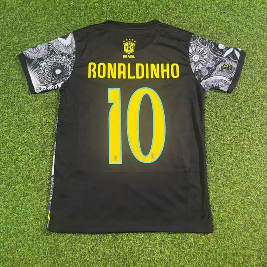 Ronaldinho Brazil Iconic Retro Football Jersey Trikot Maglia Soccer Shirt