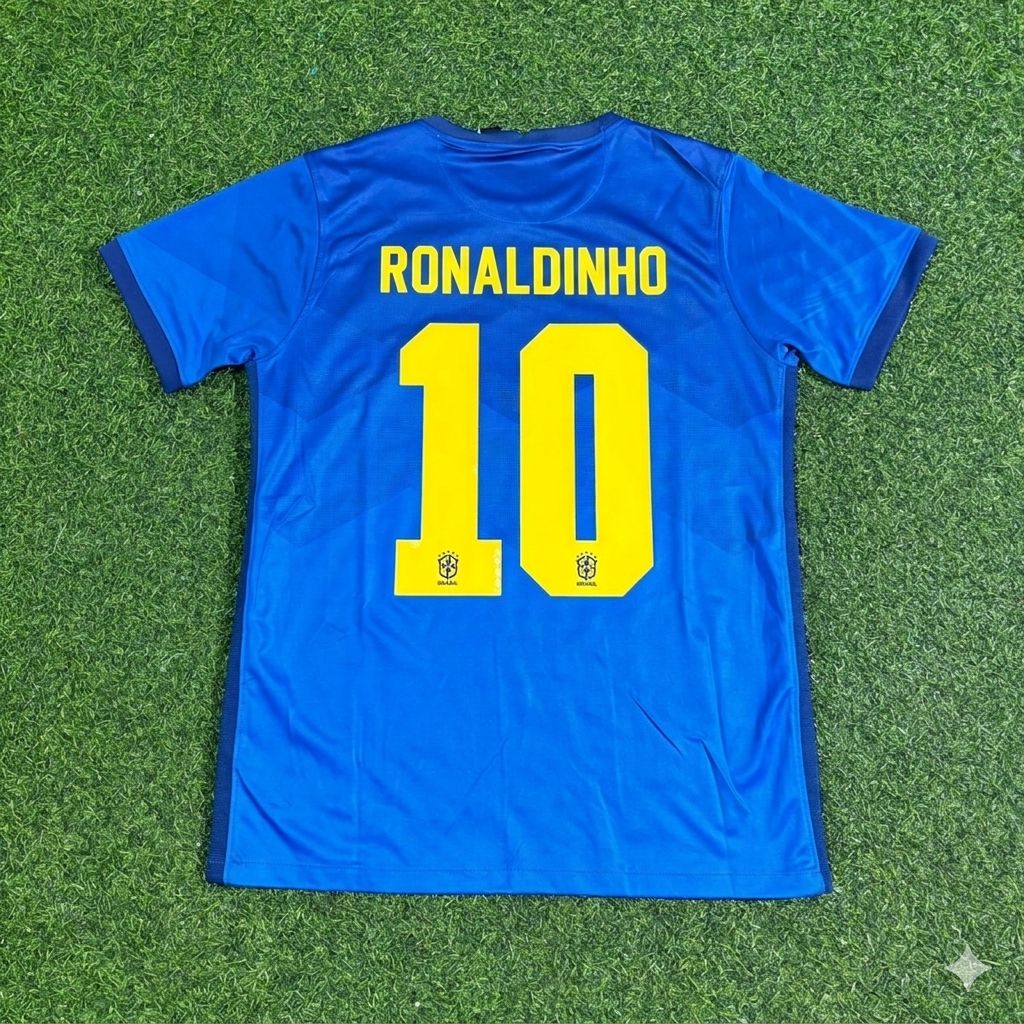 Ronaldinho Brazil Blue Football Jersey Trikot Maillot