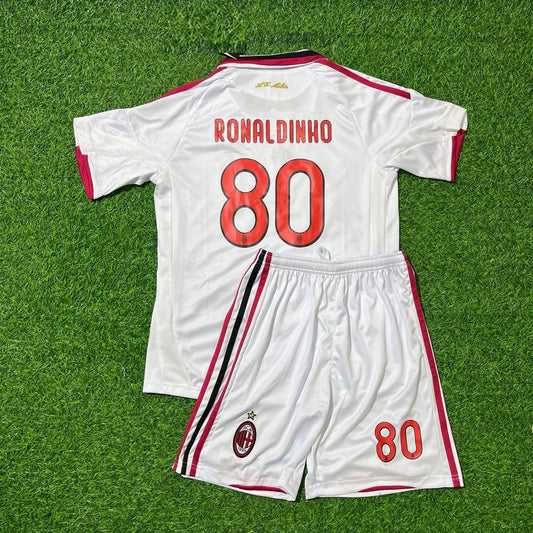 Ronaldinho Gaucho AC Milan 2009-2010 White Kids Retro Football Jersey Trikot