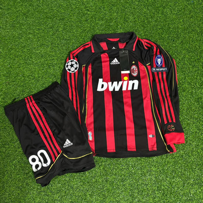 Maillot de football rétro à manches longues Ronaldinho Gaúcho AC Milan 2009 domicile