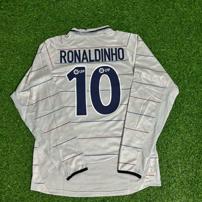 Ronaldinho Gaucho Barcelona 2003 2004 Away Long Sleeve Retro Football Jersey Kit