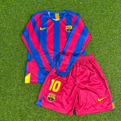 Ronaldinho Gaúcho Barcelona 2005-2006 Long Sleeve Kids Retro Football Jersey