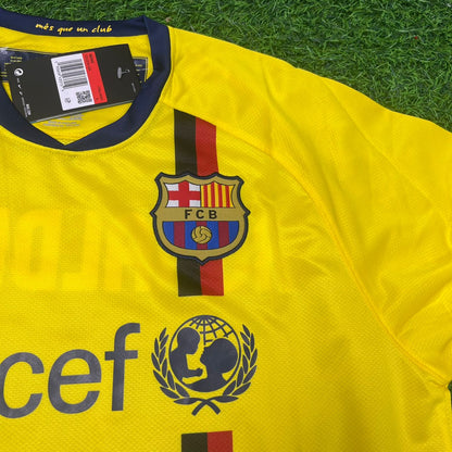 Maillot de football rétro à manches longues jaune Ronaldinho Gaúcho Barcelone 2008-2009