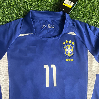 Ronaldinho Brazil 2002 Away Kids Kit – Kit Jersey for Children – | KinderTrikot | Maillot Enfant Soccer Shirt