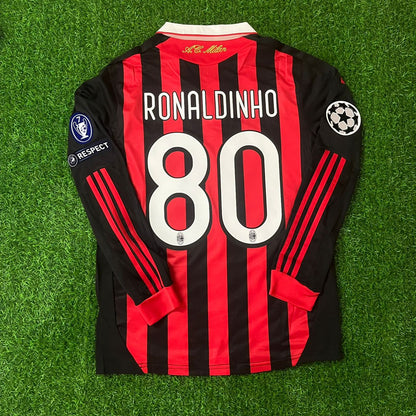 Ronaldinho Milan 2009 2011 Maillot rétro à manches longues Maillot Trikot Maglia