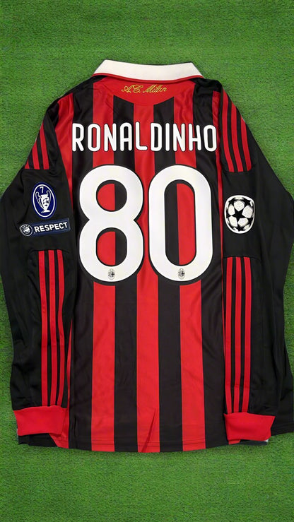 Ronaldinho Milan 2009 2011 Maillot rétro à manches longues Maillot Trikot Maglia