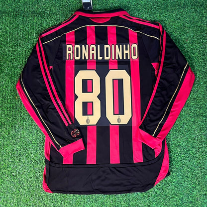 Ronaldinho Milan 2009 2011 Maillot rétro à manches longues Maillot Trikot Maglia