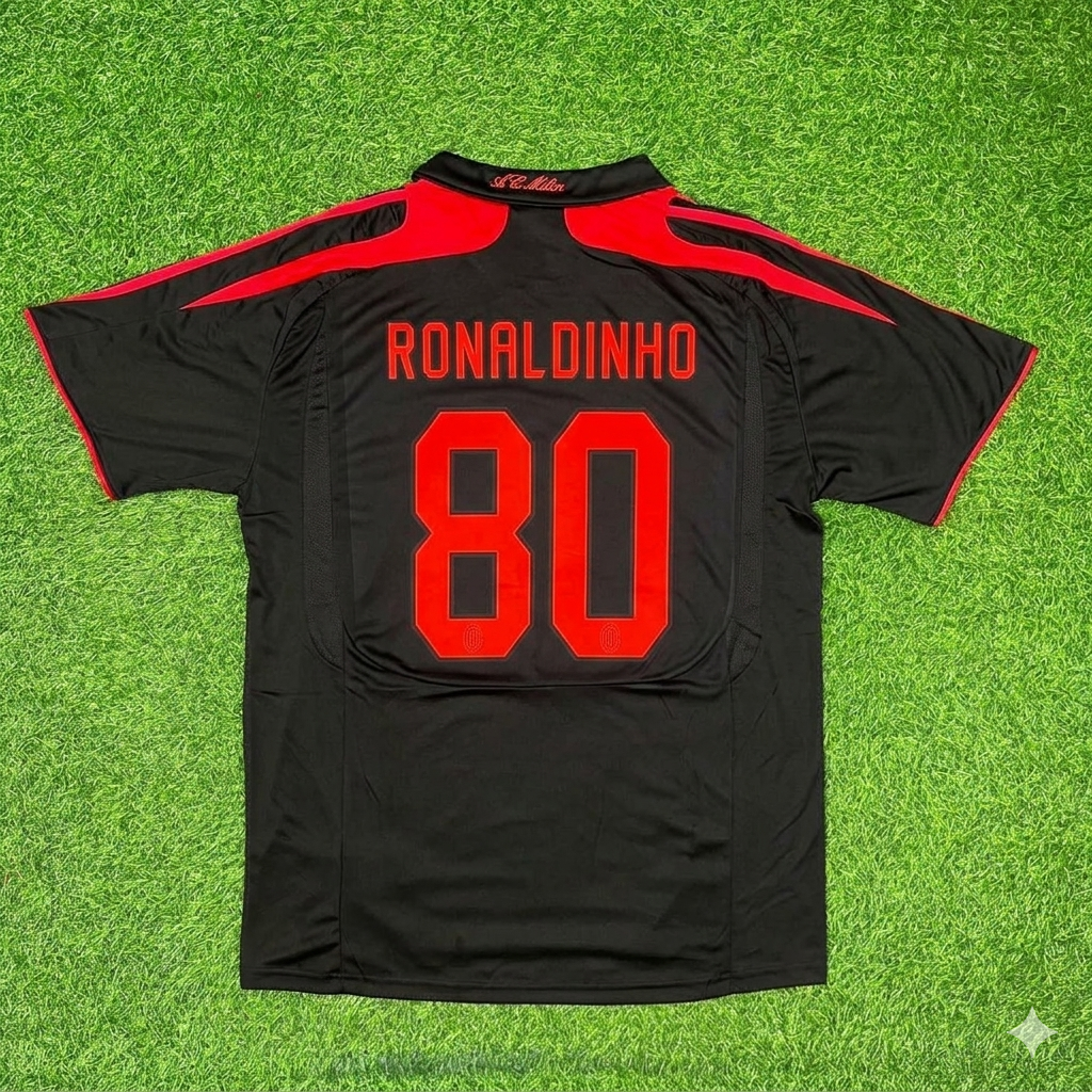 Ronaldinho AC Milan Black Retro Third Football Jersey