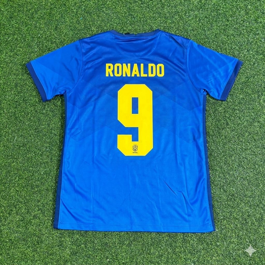 Ronaldo Nazario Brazil Blue Football Jersey Trikot Maillot