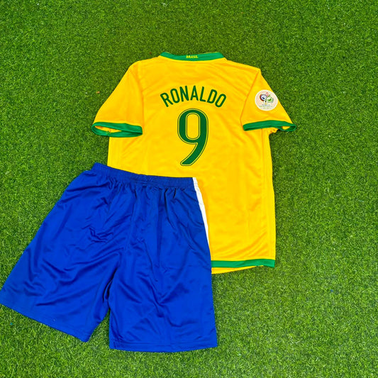 Ronaldo Nazario #9 Brazil 2006 World Cup Home Kids Jersey Trikot