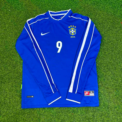 Ronaldo Nazario El Fenomeno Brazil 1998 World Cup Long Sleeve Retro Jersey Trikot
