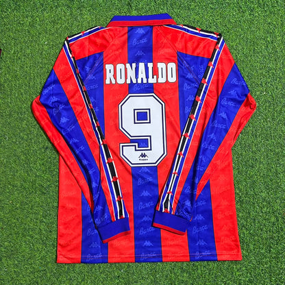 Ronaldo Nazario Barcelona 1996 1997 Retro Burgundy Long Sleeve Jersey Soccer Shirt