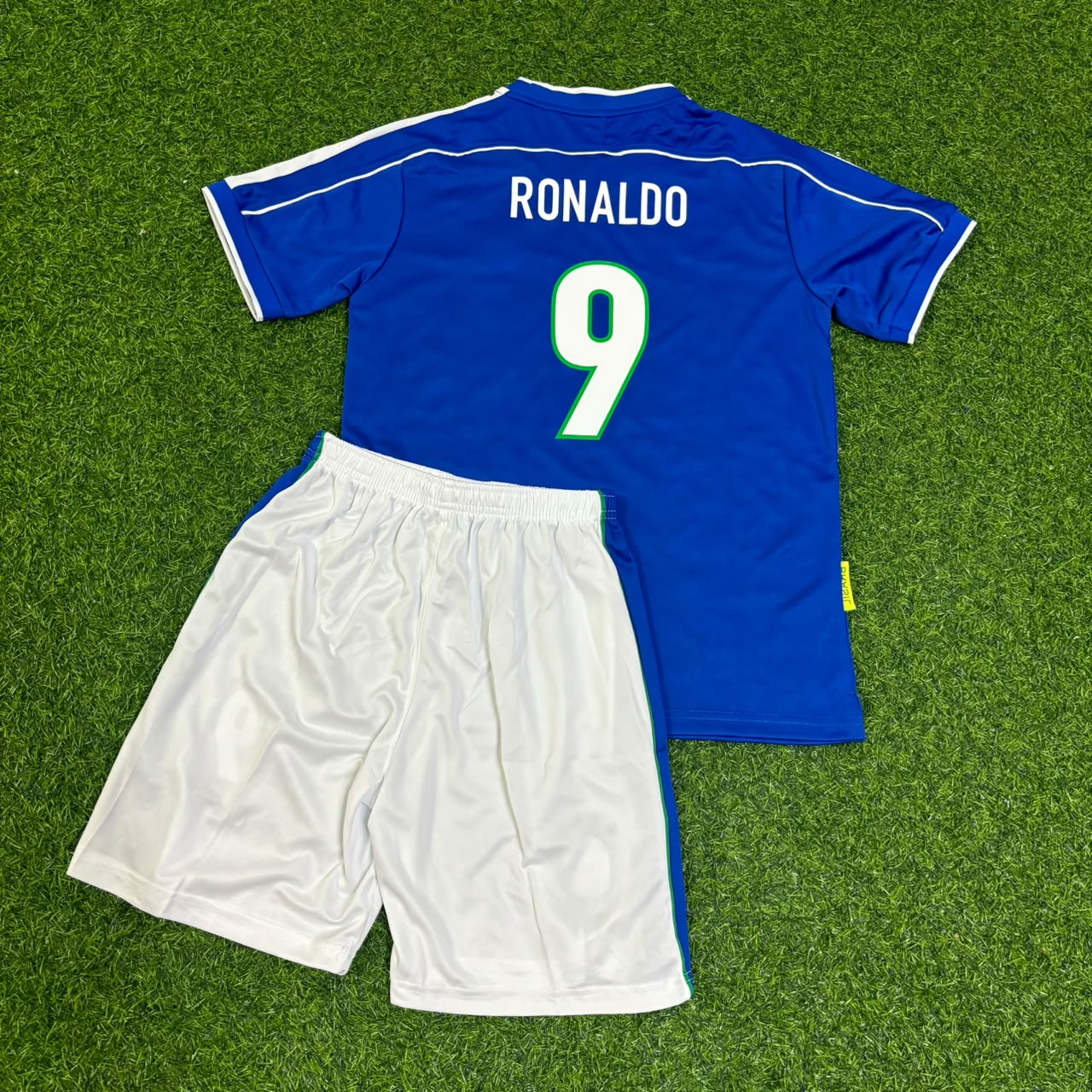 Ronaldo Nazario #9 Brazil 1998 World Cup Retro Kids Soccer Kit Jersey Kinder Trikot Maillot Enfant Soccer Shirt
