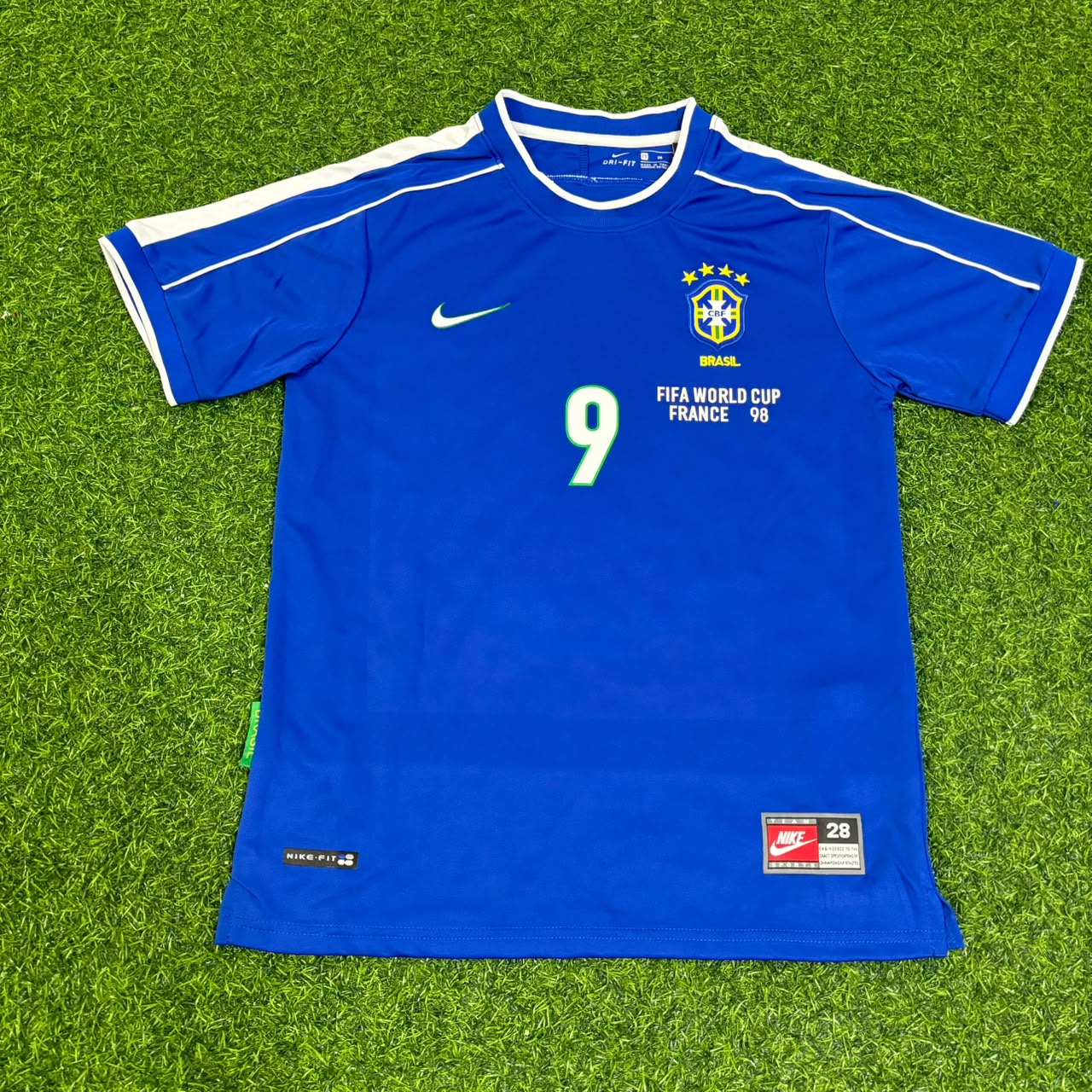 Ronaldo Nazario #9 Brazil 1998 World Cup Retro Kids Soccer Kit Jersey Kinder Trikot Maillot Enfant Soccer Shirt