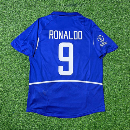 Ronaldo Nazario Brazil 2002 World Cup Blue Retro Football Jersey Trikot
