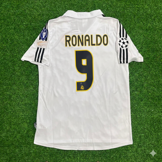 Ronaldo Nazario 9- Real Madrid 2003 2004 White Home Retro Jersey Shirt Trikot Maillot