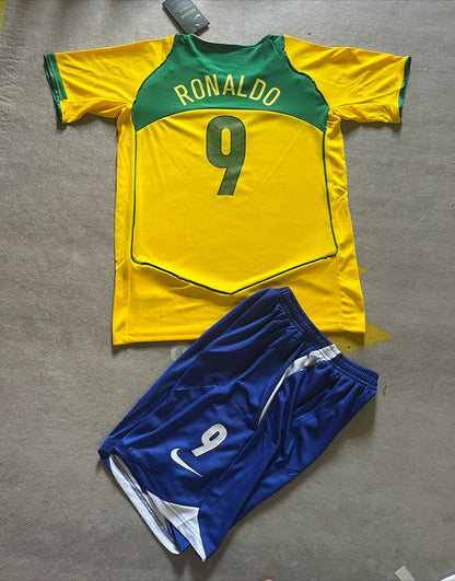 Phenomenon Ronaldo Nazario R9 Brazil 04-06 Retro Kids kit Kindertrikot maillot enfant