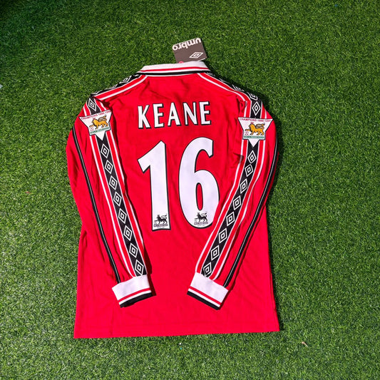 Roy Keane Manchester United 1999 Rotes Langarm-Fußballtrikot
