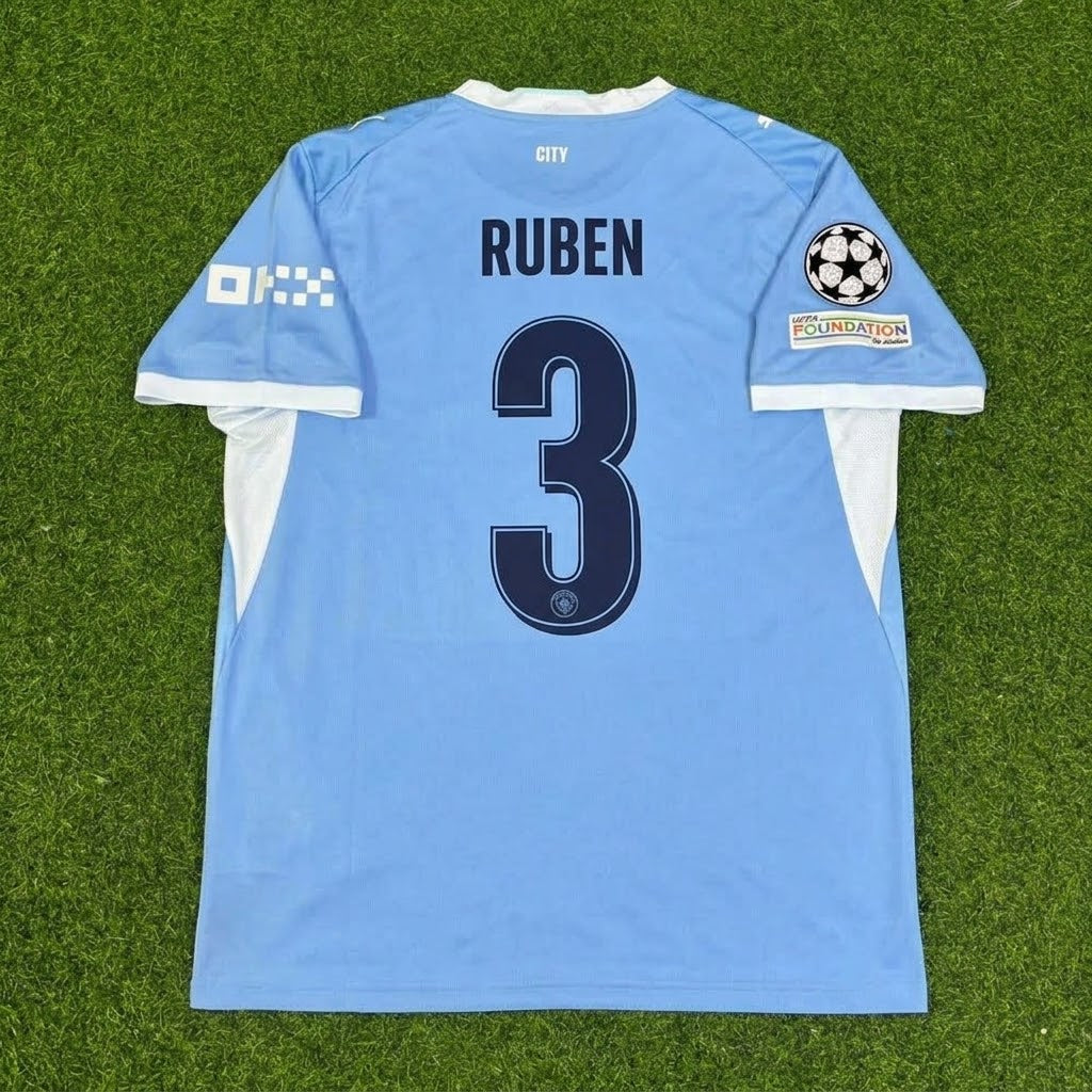 Ruben Dias #3 Manchester City 2026-27 Home New Season Champions League Patch Jersey Trikot Maillot Soccer Shirt