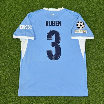 Ruben Dias #3 Manchester City 2026-27 Home New Season Champions League Patch Jersey Trikot Maillot Soccer Shirt