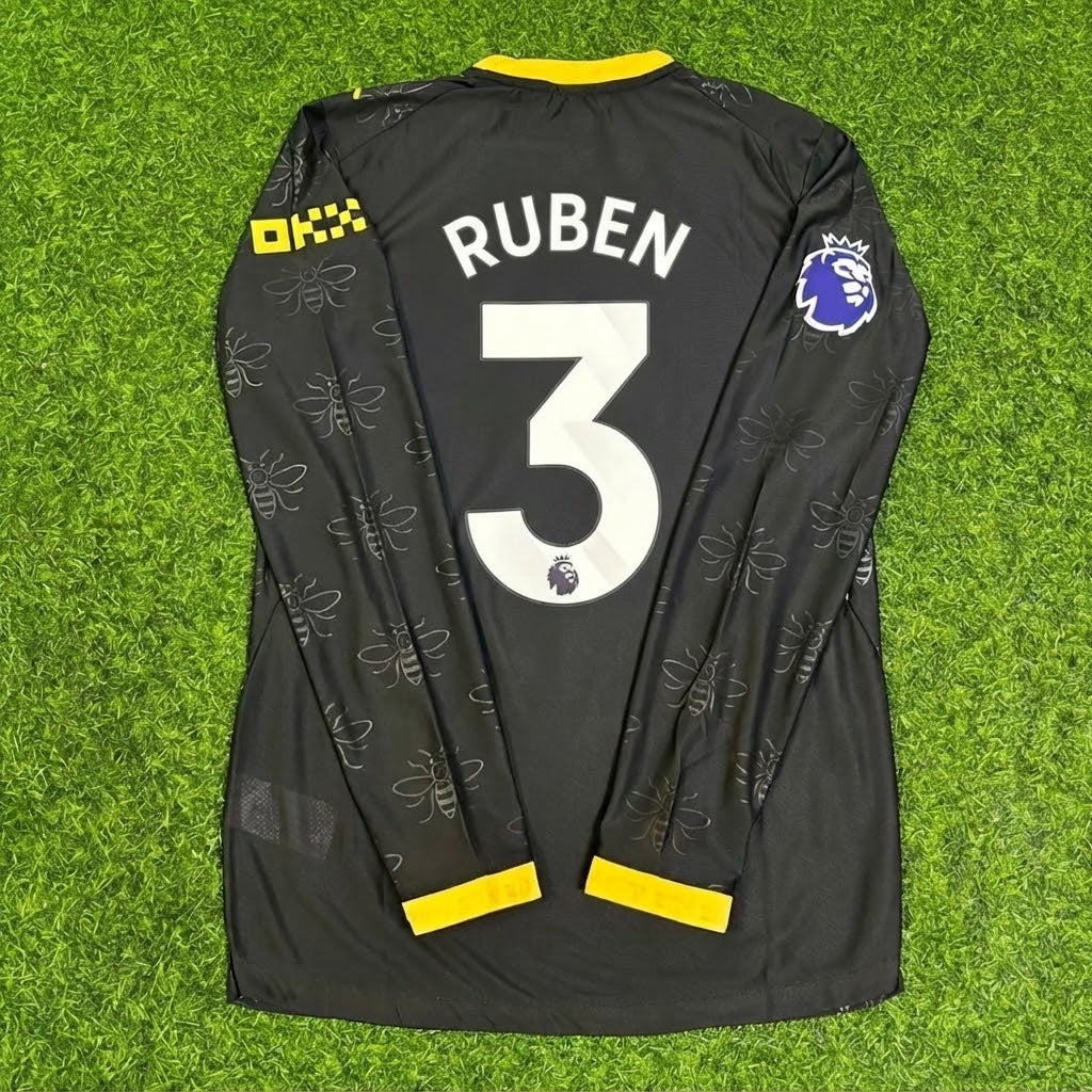 Ruben Dias #3 Manchester City 2026/2027 New Season Away Black Long Sleeve Jersey Trikot Maillot Soccer Shirt