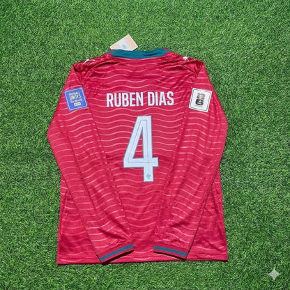 Maillot de football à manches longues domicile rouge nouvelle saison Ruben Dias Portugal 2026