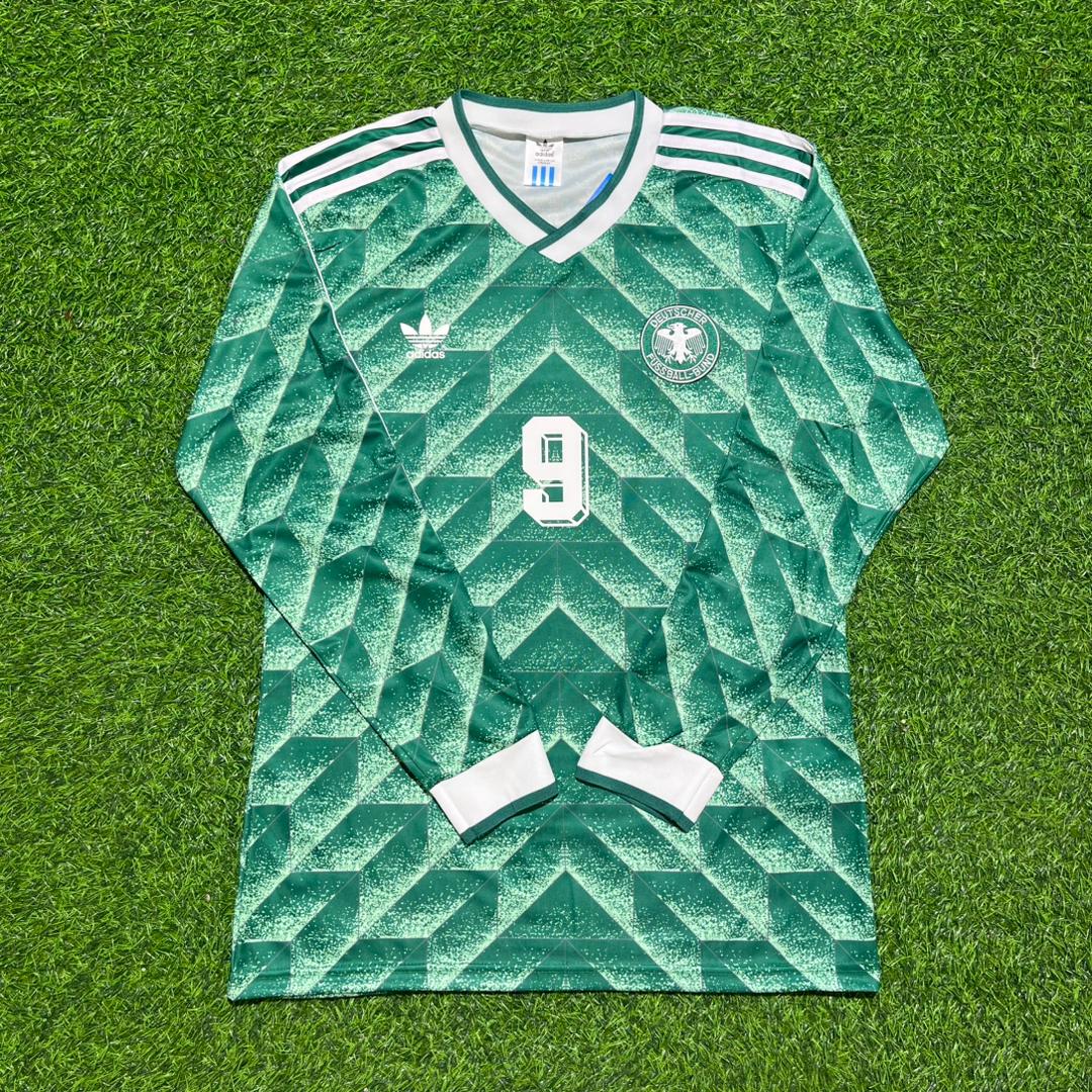 Rudi Völler #9 Deutschland 1990 Weltmeisterschaft Auswärts Langarm Retro Trikot