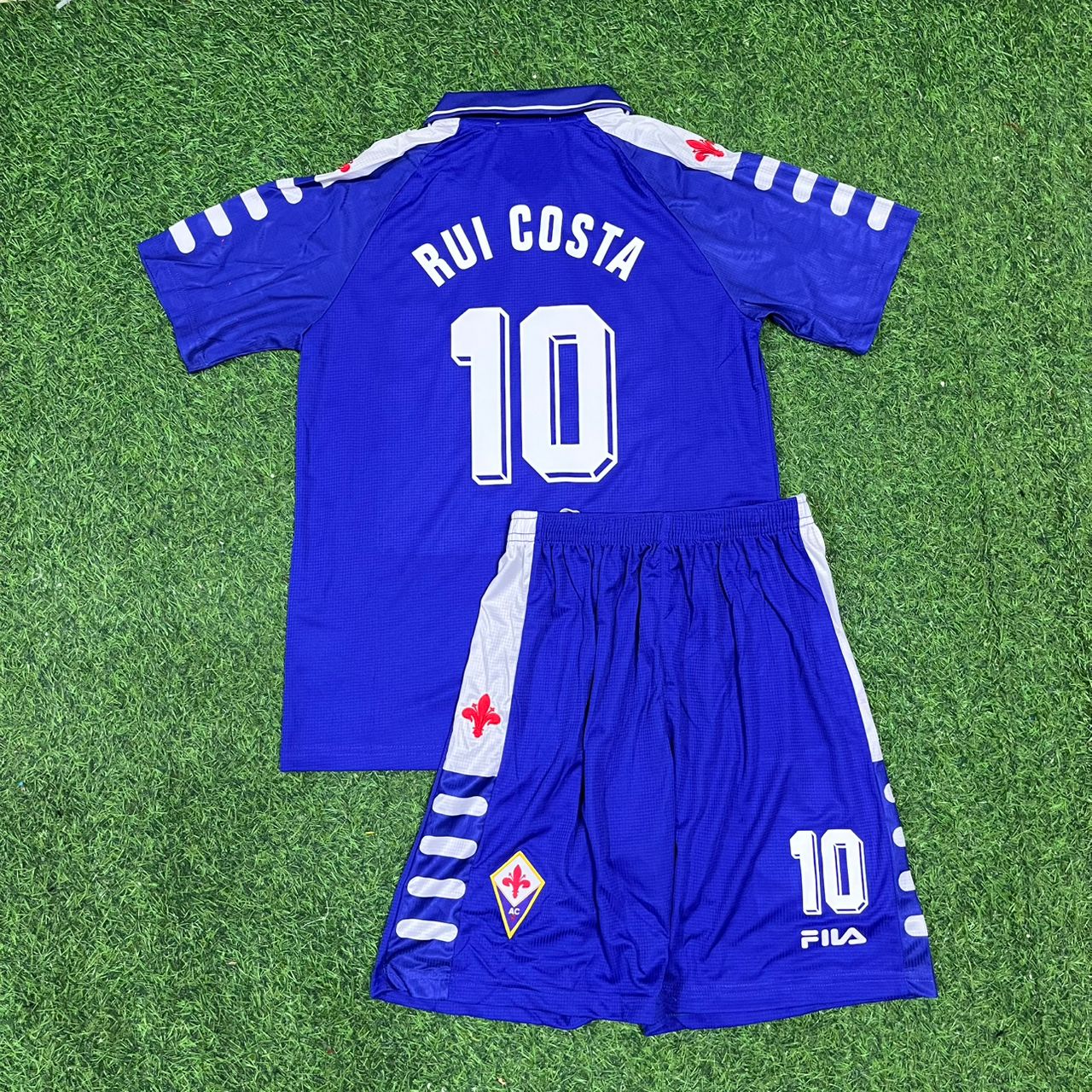 Rui Costa Fiorentina 1998 Season Home Purple Retro Kids Kit Jersey Trikot