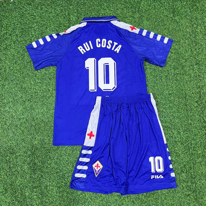 Rui Costa Fiorentina 1998 Season Home Purple Retro Kids Kit Jersey Trikot