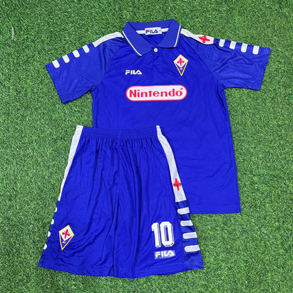 Rui Costa Fiorentina 1998 Season Home Purple Retro Kids Kit Jersey Trikot