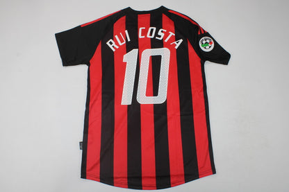Rui Costa AC Milan 2002/2003 Red  Home Retro Football Jersey Kit