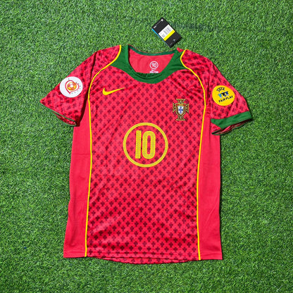 Rui Costa EURO 2004 Retro Home Red Jersey Trikot