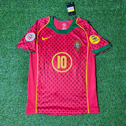 Rui Costa EURO 2004 Retro Home Red Jersey Trikot