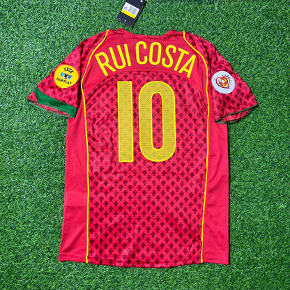 Rui Costa EURO 2004 Retro Home Red Jersey Trikot