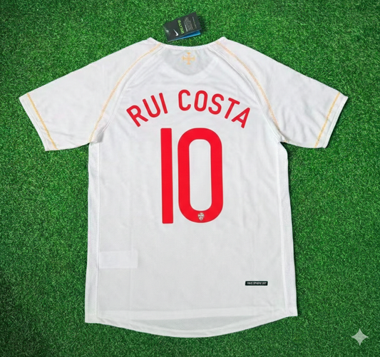 Rui Costa Portugal 2002 Retro White Debut Football Jersey