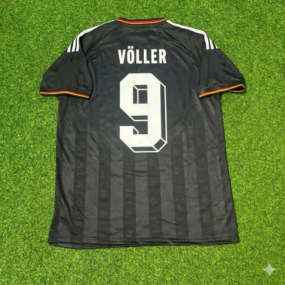 Maillot de football rétro vintage noir Rudi Völler 9# Allemagne