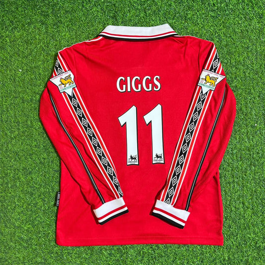 Ryan Giggs 11 - Manchester United 1999 Red Long Sleeve Kit Jersey Trikot Maillot
