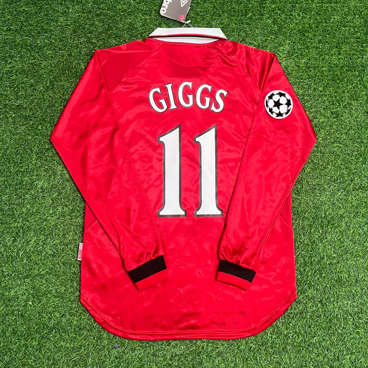 Ryan Giggs Manchester United 1999 Champions League Final Retro Football Jersey Kit