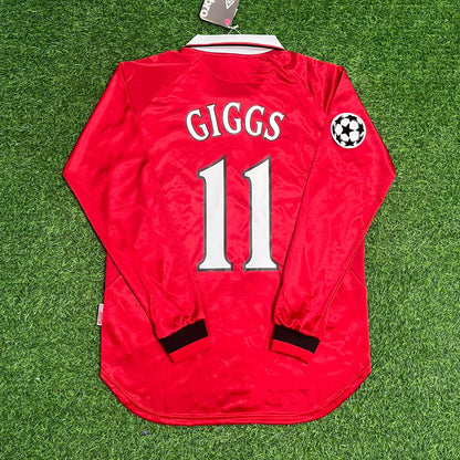 Ryan Giggs Manchester United 1999 Champions League Final Retro Football Jersey Kit