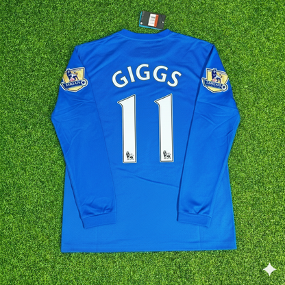 Ryan Giggs Manchester United 2008 Blue EPL Patch Retro Long Sleeve Football Jersey