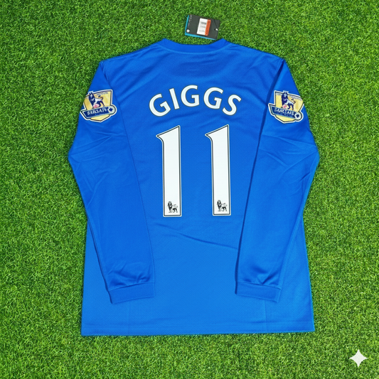 Ryan Giggs Manchester United 2008 Blue EPL Patch Retro Long Sleeve Football Jersey
