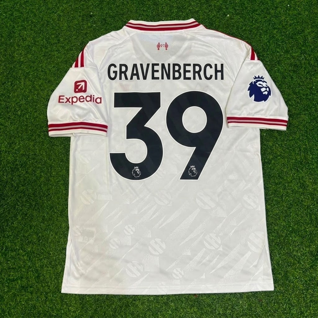 Ryan Gravenberch #39 Liverpool New Season 2027 White Away Football Jersey Kit