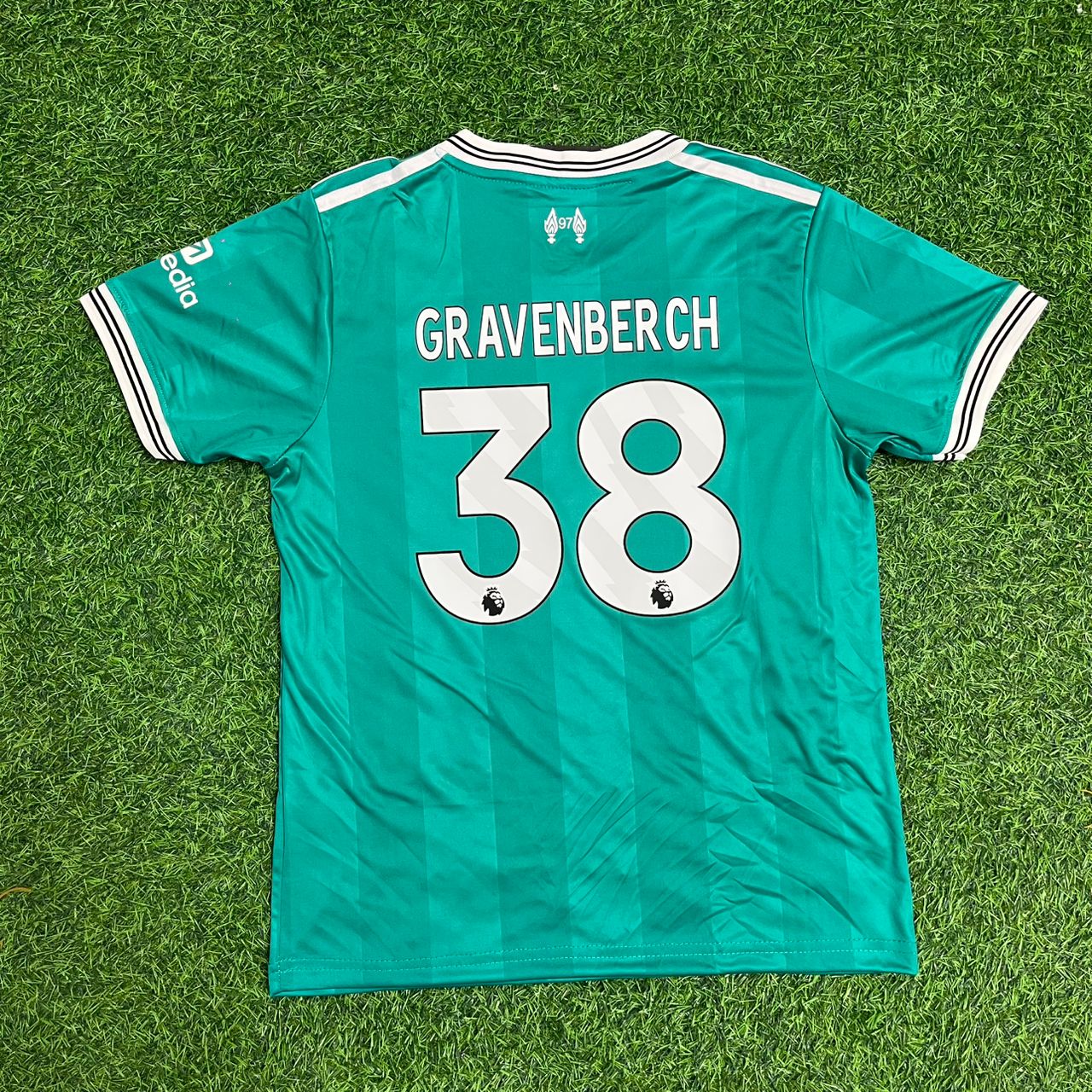 Ryan Gravenberch Liverpool Green New Season Football Jersey Kit