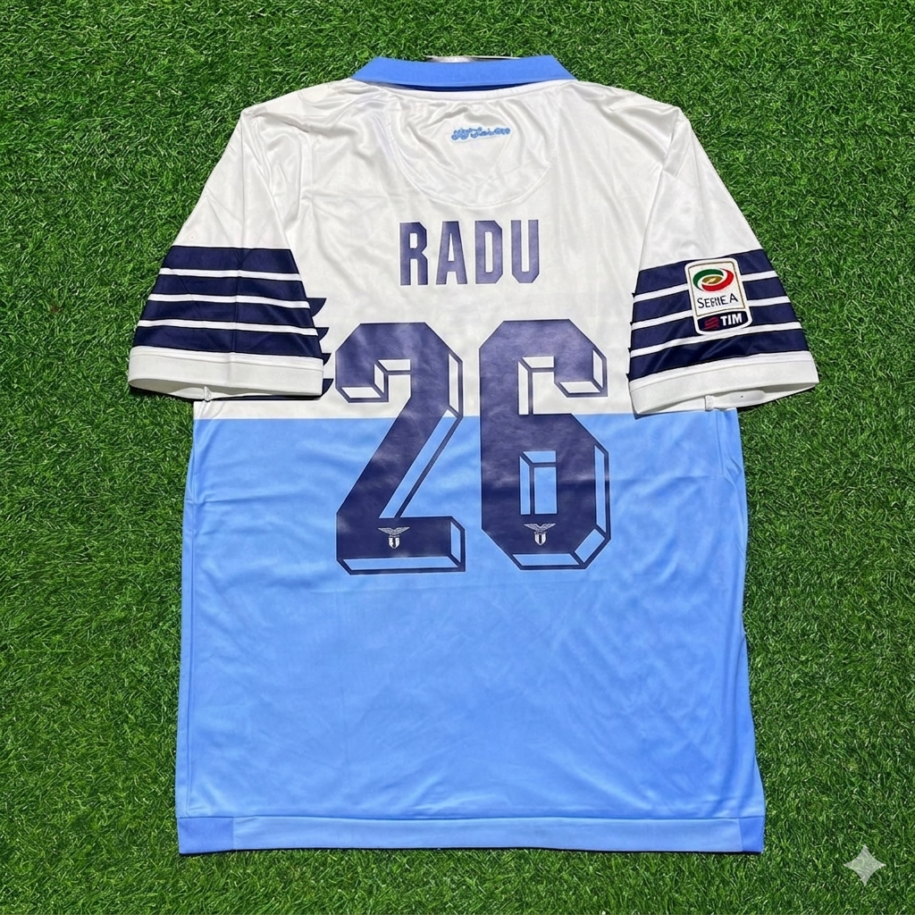 Ștefan Radu #26 Lazio White Blue Retro Home Football Jersey