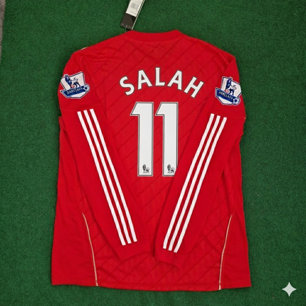 Mohamed Salah Liverpool Long Sleeves Red Retro Jersey Trikot Soccer Shirt