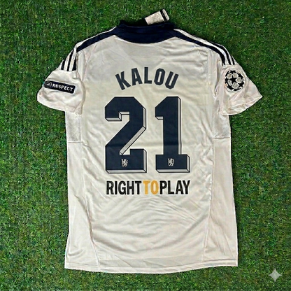 Salomon Kalou #21 Chelsea 2011 2012 Ligue des Champions Maillot Rétro Blanc Jaune