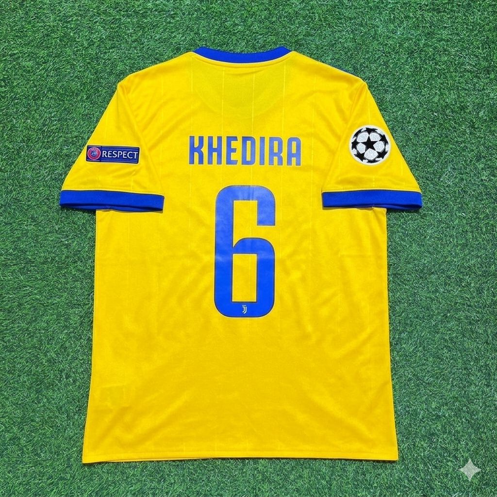 Sami Khedira Juventus 2017-2018 Yellow Retro Football Jersey