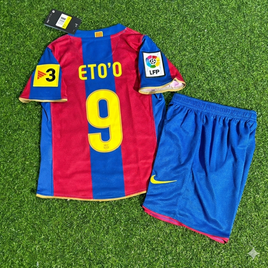 Samuel Eto'o 9- Barcelona 2007/2008 Retro KIDS Football Jersey