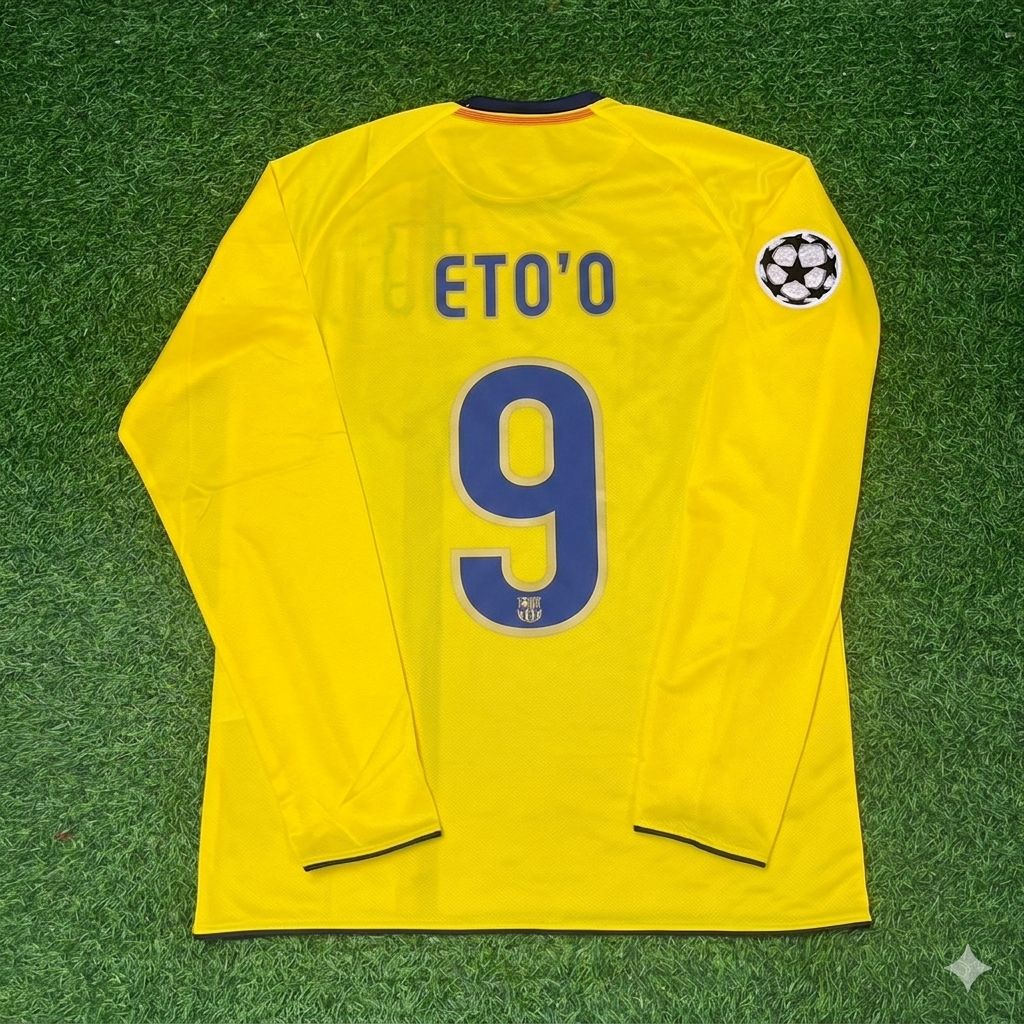 Samuel Eto'o FC Barcelona 08/09 Season Yellow Away Retro Jersey Trikot Soccer Shirt