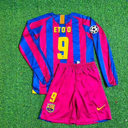 Samuel Eto'o Barcelona 2005-2006 Long Sleeve Kids Retro Football Jersey